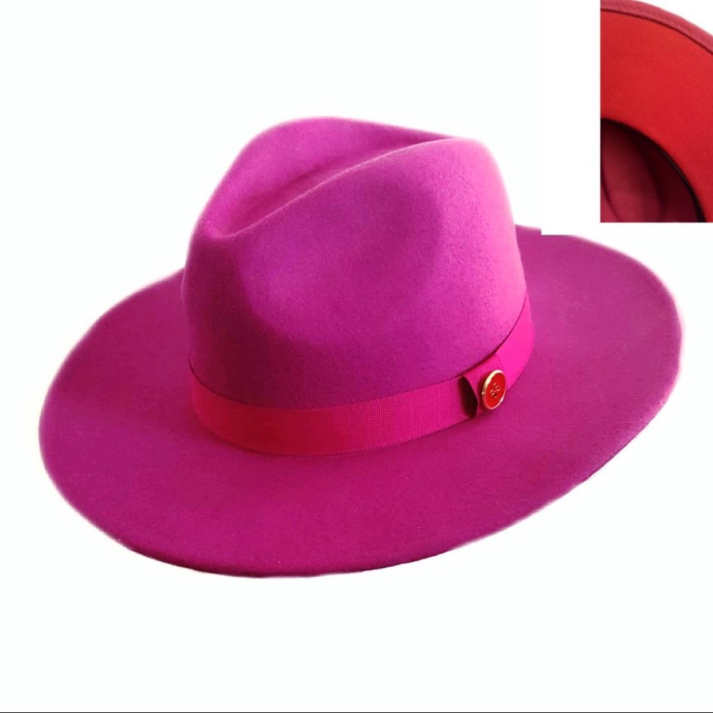 Fuchsia Wide Brim Red Bottom Fedora
